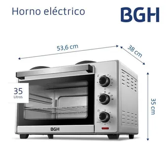Horno Electrico BGH BHE35S22A 35 Lts 2 Anafes - Imagen 2