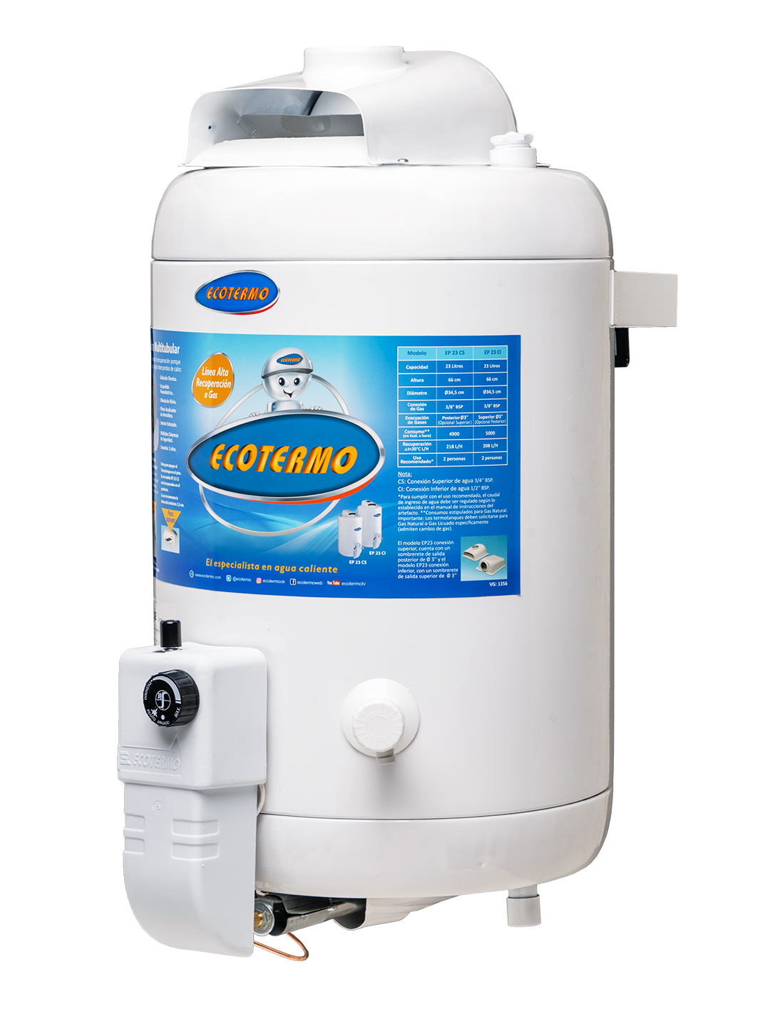 Termotanque a Gas de Alta Recuperacion Ecotermo C/Inf EP23 - Imagen 6