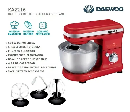 Batidora Planetaria Daewoo KA2216R (roja) - Imagen 2