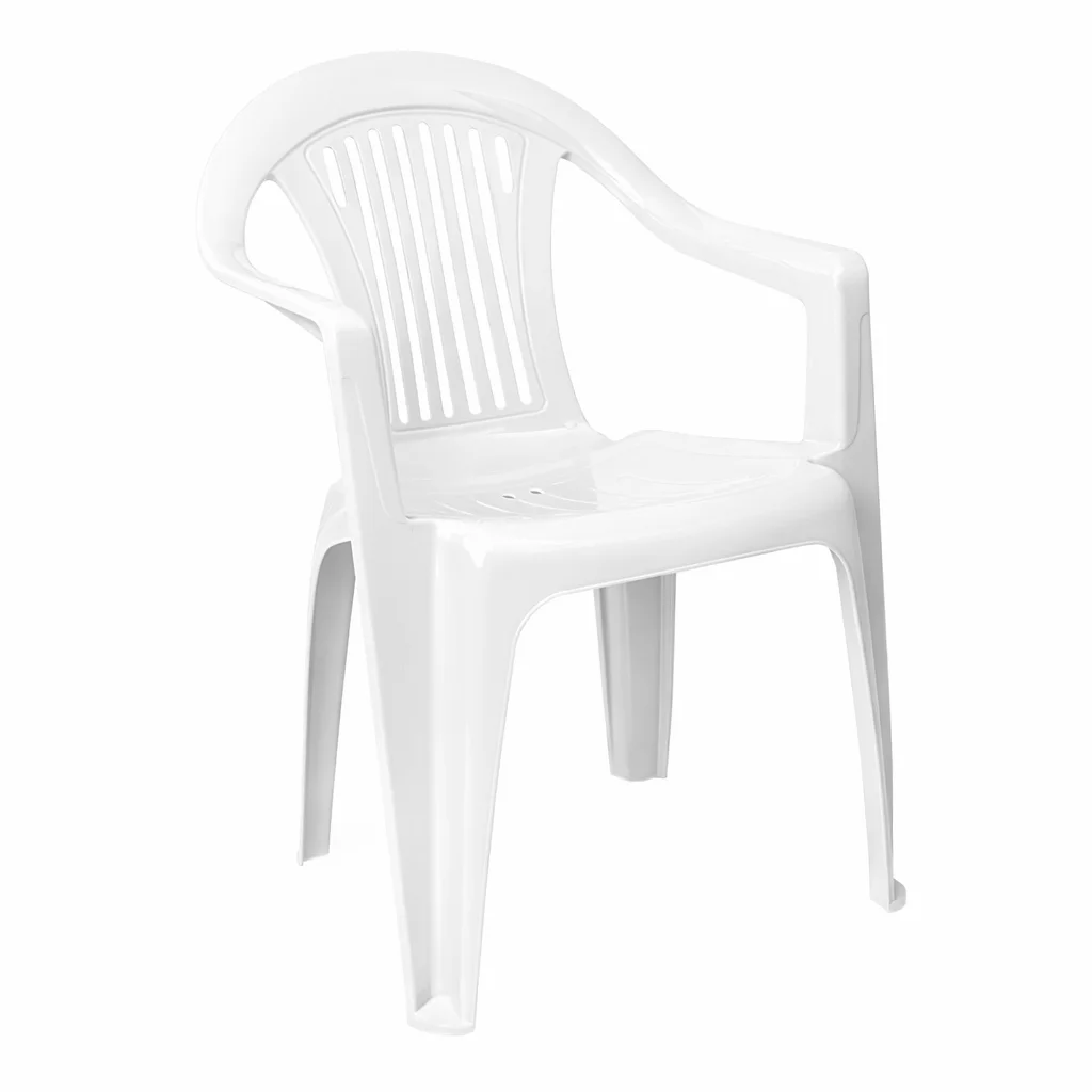 Silla de Plástico Rey con Apoya Brazos Blanca